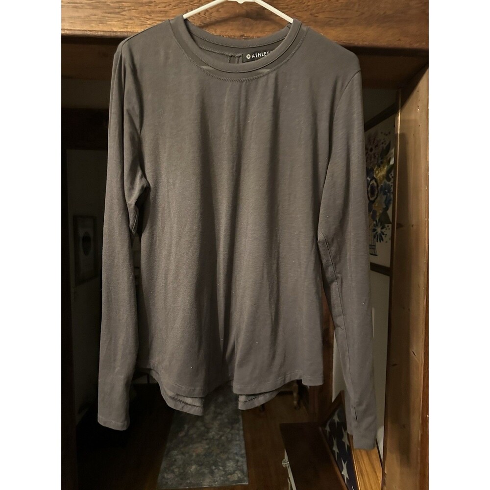 Athleta Momentum Long Sleeve Top Women’s XL Gray Athletic Running Workout Shirt